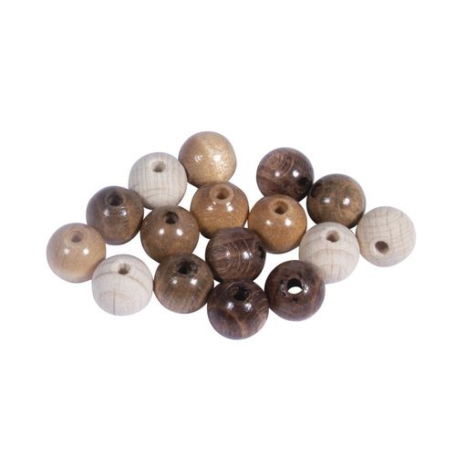 Assort. Perles En Bois , Fsc 100%, 10mm, Tons Naturels, Polies, 52 Pces