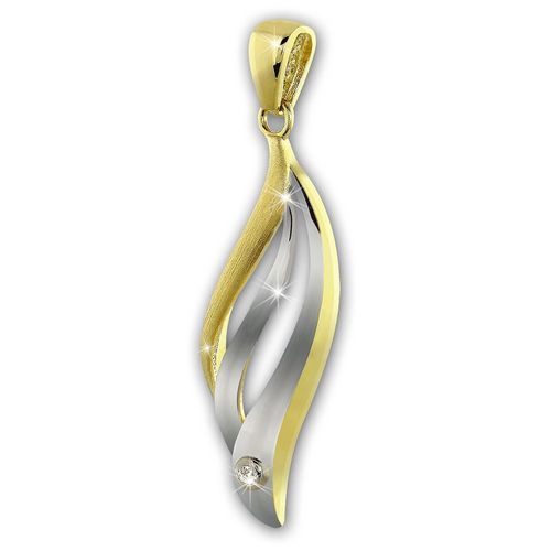 Golddream Pendentif Chaîne Vague Femme Zircone Or Jaune 333 8 Carats Gdh501y