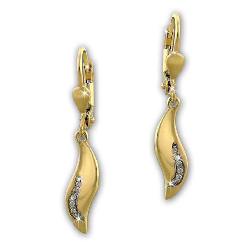 Golddream Boucles Doreilles Dorées Boucles Doreilles Blanches Boucles Doreilles Vague Zircone 333 Gdo5153y