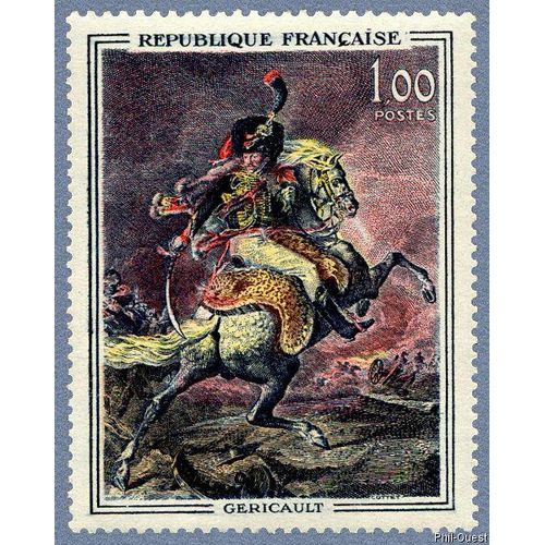 France 1962, Tres Beau Timbre Neuf** Luxe Yvert 1365, Peinture De Gericault, « Officier De Chasseurs À Cheval De La Garde Impériale Chargeant ».