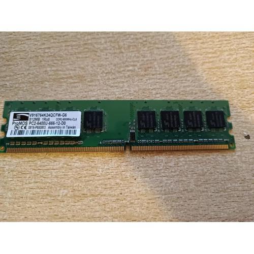 512Mo Ram PROMOS V916764K24QCFW-G6 240-PIN DDR2 PC2-6400U 800Mhz CL6