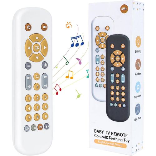 Jouet Telecommande Tv Bebe 6 Mois - Jouets Musicaux Pour Bébés À Volume Réglable - Jouet Pour Bébé Avec Boutons Multiformes - Blanc