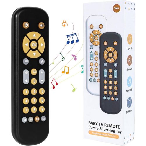 Jouet Telecommande Tv Bebe 6 Mois - Jouets Musicaux Pour Bébés À Volume Réglable - Jouet Pour Bébé Avec Boutons Multiformes - Noir