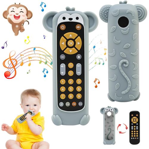 Jouet Telecommande Tv Bebe 1 2 Ans - Jouets Musicaux Sensoriels Avec Différents Effets Sonores - Avec Couvercle En Silicone -Noir