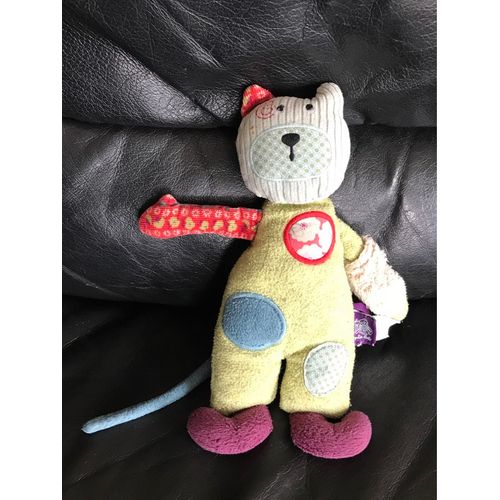 Peluche Doudou Moulin Roty Les Jolis Pas Beaux Chat Vert Violet 28cm
