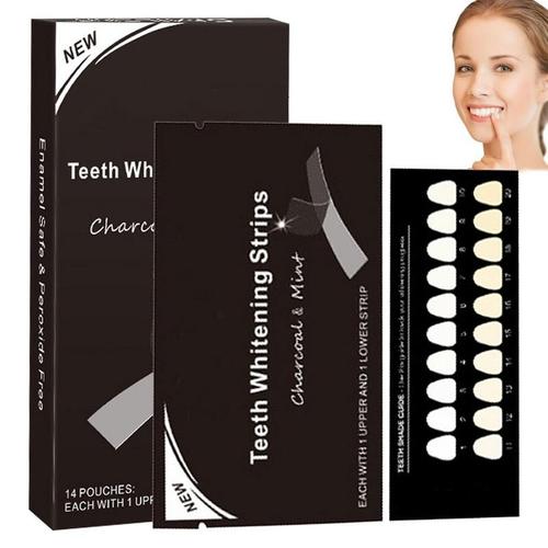 Couleur 14 Paires Bandes Blanchissantes Au Charbon Actif Pour Fausses Dents, Kit Dentaire, Soins D'hygiène Buccale, Gel Blanchissant Blanc