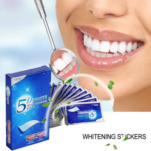 Bandes De Blanchiment Des Dents En Gel 5d, 7 Paires, Élimine Les Taches De Plaque, Soins Des Dents Blanches, Hygiène Buccale, Haleine Fraîche, Produit De Placage De Fausses Dents 