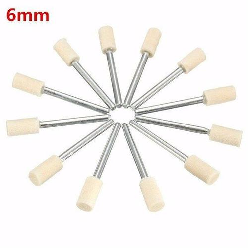 12pcs 3mm Shank Laine Tête De Polissage Roue De Polissage 3mm/6mm/8mm/12mm Pour Outil Rotatif Dremel, 6mm