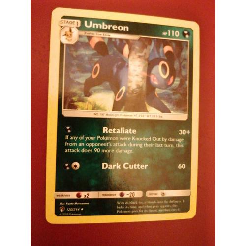 Carte Pokemon Us : Umbreon (Noctali En Français) - Hp 110 - N° 120/214 * - Année 2018 - Recto Laqué - Verso Mate