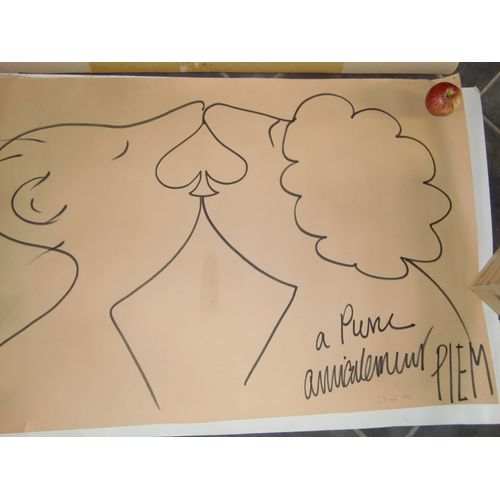 Grand Dessin Original & Signé Piem
