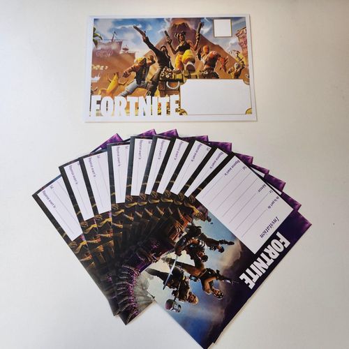 Lot De 10 Cartes D'invitation D'anniversaire (Thème : Fortnite)
