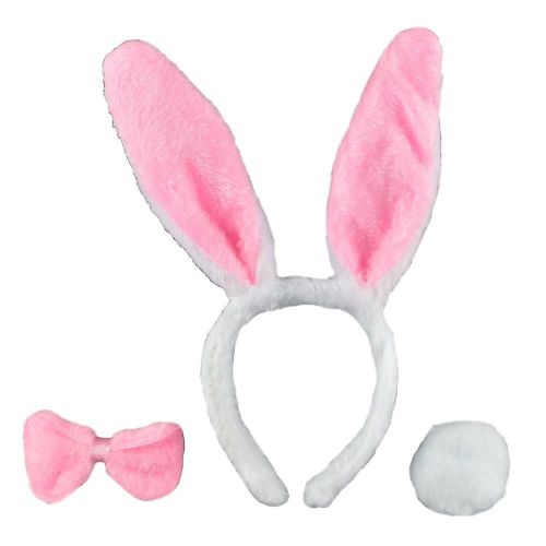 Easter Girls Plush Bunny Ears Headband Bow Tie Tail Rabbit Party Cosplay Costume