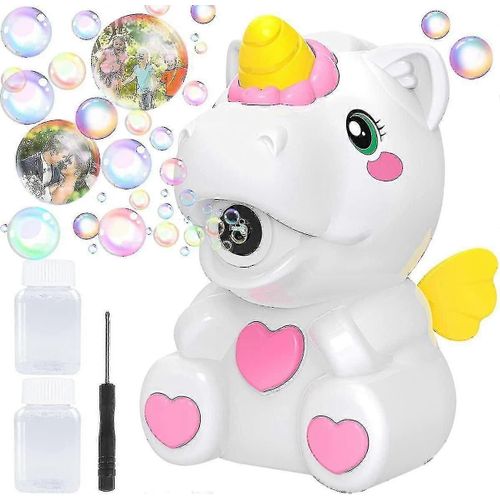 Machine À Bulles Pour Enfants, Machine À Bulles Automatique Jouet Pour Garçon Fille Tout-Petits, Licorne Souffleur De Bulles Portable Avec Solution À Bulles Pour Sortie Intérieure