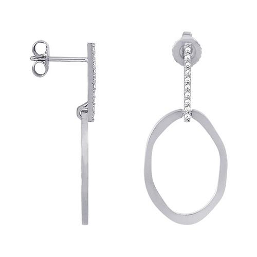 Boucles D'oreilles Saunier Pendantes Argent 925 Oxydes De Zirconium