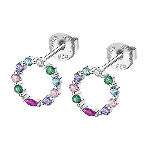 Boucles D'oreilles Puces Lotus Silver Multicolores