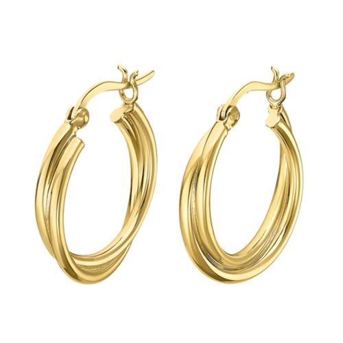 Boucles D'oreilles Créoles Lotus Silver Double Dorée S