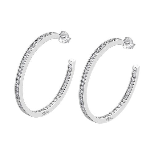 Boucles D'oreilles Créoles Lotus Silver Oxydes