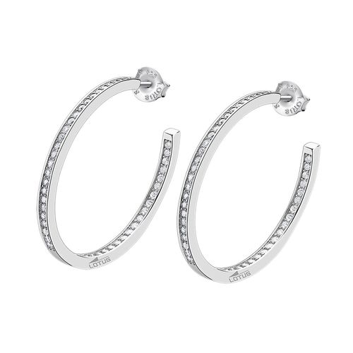 Boucles D'oreilles Créoles Lotus Silver Oxyde