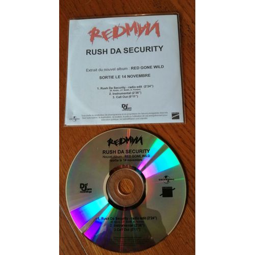 Cd Single Redman " Rush Da Security " 3 Titres 2005 Extraits De L'album " Red Gone Wild ",Hip-Hop , Version Destinée Aux Médias Avec Pochette Papier Sampler + Cd + Pochette Plastique