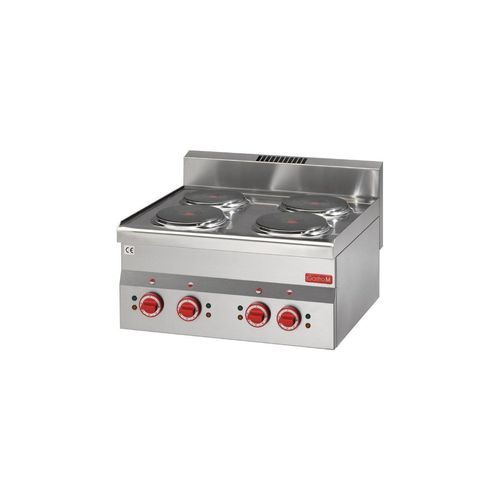 Fourneau inox électrique 4 plaques, 6000 W, 400 V - TRI