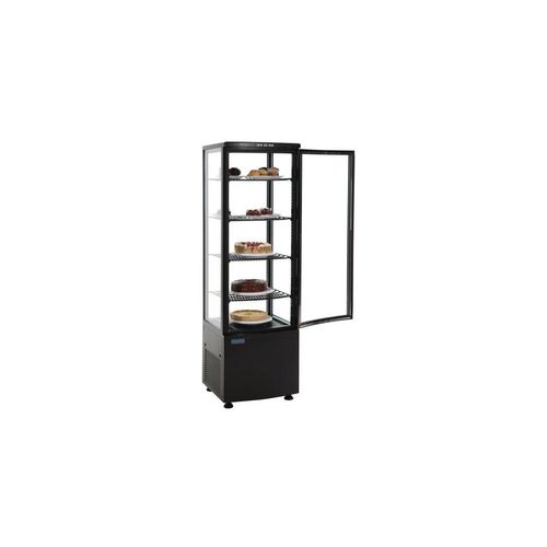 Vitrine ventilée positive 235 Litres, 4 faces vitrées, noire, 375 W, 220 V - MONO