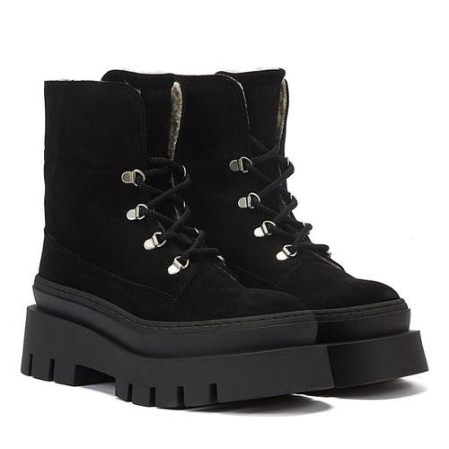 Bronx Evisann Lace Up Suede Womens Black Boots