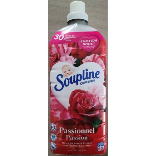 Adoucissant concentré SOUPLINE 3D Fraîcheur Passionel passion notes de rose & pivoine x60 1,28L
