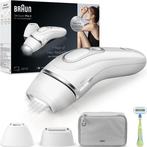 Epilation Semi-Définitive Braun Appareil À Lumière Pulsée Braun Silkexpert Pro 3 Pl3122 Blanc