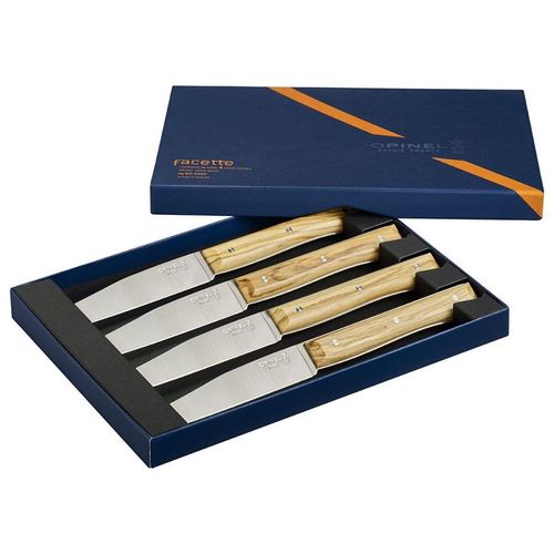 Opinel - Coffret 4 Couteaux De Table - Facette - Olivier  - Marron