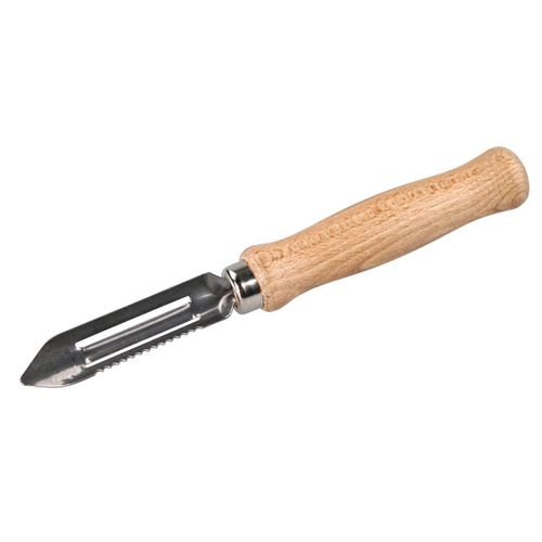 Fackelmann 31371 Eplucheur À Légumes En Inox Avec Manche En Bois, Économe, Rasoir À Légumes, Acier Inoxydable, Bois De Hêtre, 15 Cm