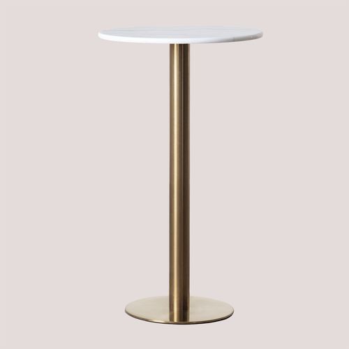 Table Haute De Bar Ronde En Marbre (Ø60 Cm) Cosmopolitan Or Champagne