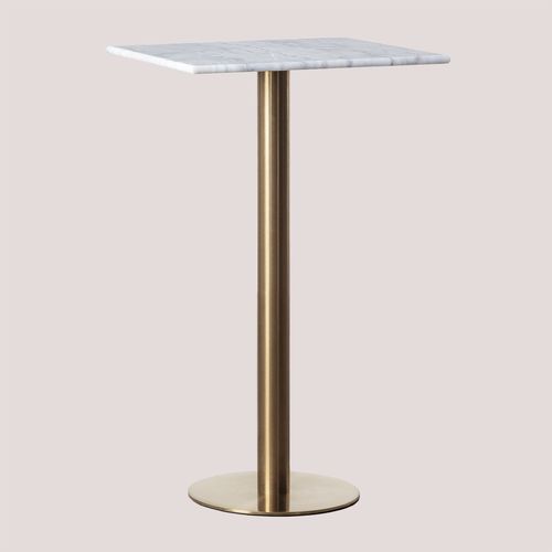 Table Haute De Bar Carrée En Marbre (60x60 Cm) Cosmopolitan Or Champagne