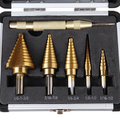 3/5/6pcs Hss Step Drill Bit Set Cone Hole Cutter, 5pcs - 3