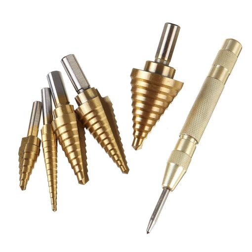3/5/6pcs Hss Step Drill Bit Set Cone Hole Cutter, 5pcs - 4