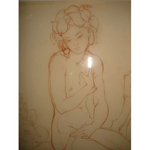 Dessin Sanguine Original Jean Adrien Mercier Signé Nudité Nature