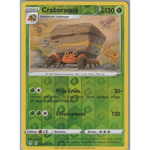 Carte Pokemon - Crabaraque - 012/203 - Reverse - Evolution Céléste -