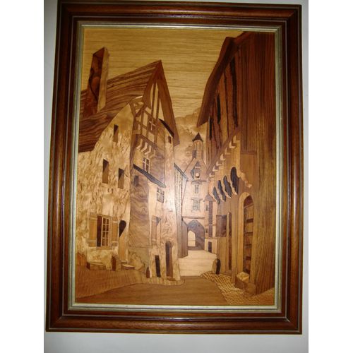 Tableau en marqueterie "Maisons à colombages"