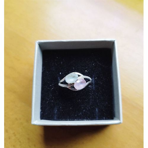 Bague Or Blanc Améthyste Aigue Marine