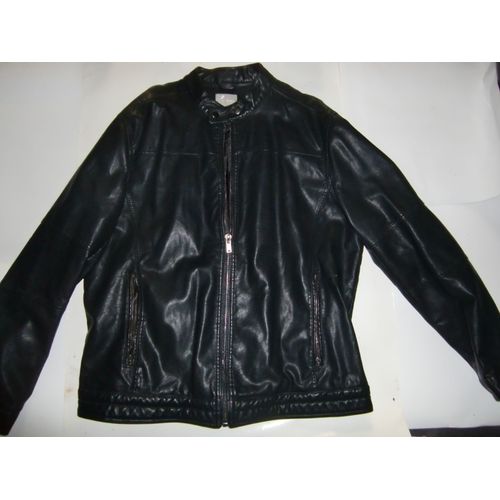 Veste En Cuir Noir Véritable Pour Homme Xxxl