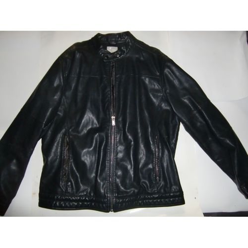 Veste En Cuir Noir Véritable Pour Homme Xxxl