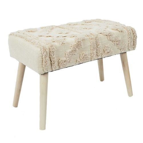 Banc Mirage Avec Détails Motif En Polyester Et Mdf - Beige Et Blanc