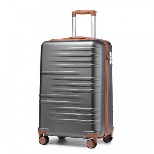 Valise Moyenne Taille 64x43x26.5cm Valises Soute Valise Rigide Trolley ABS+PC Valise de Voyage avec roulettes et Serrure TSA, Gris