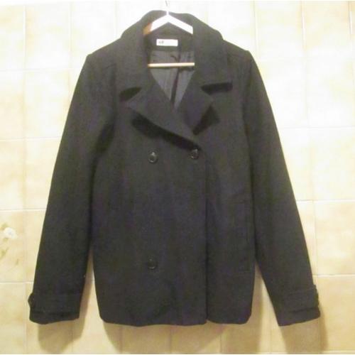 Manteau Type Caban Noir Avec Poches, H&m, Pour Garçon Ou Fille, T. 16 Ans Ou 18 Ans (164 Cm) - Un Bouton À Changer