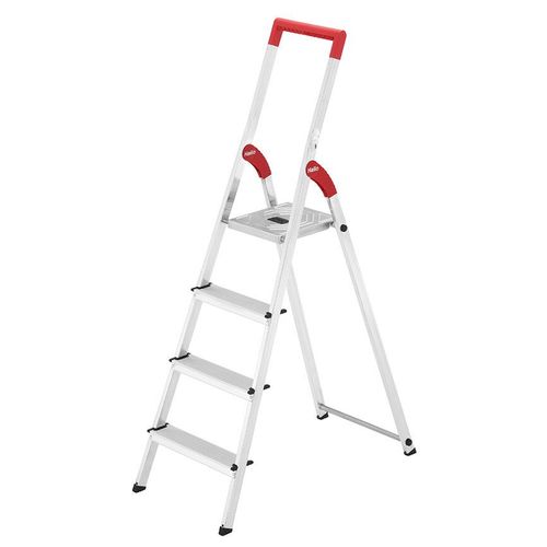 MS LINE - Escabeau ménager pliable en aluminium 4 marches ultra léger Hailo L50