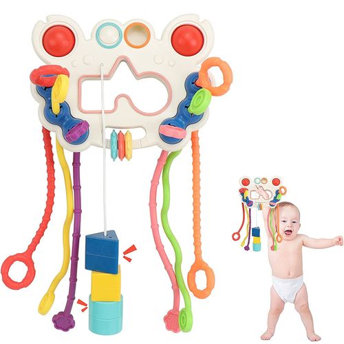 Jouet Montessori 1 Ans, Jouet Sensoriel Jeux De Corde À Tirer En Silicone,Jeu Educatif Pour Bébé 1 2 3 Ans Cadeaux Pour Garçon Fille