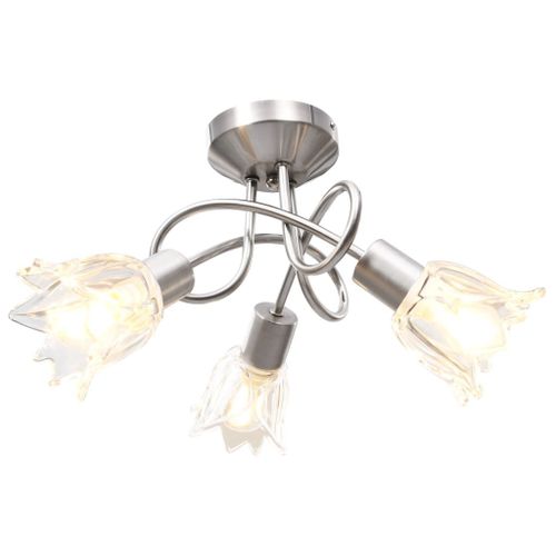 Vidaxl Plafonnier Et Abat-Jour Verre Transparent 3 Ampoules E14 Tulipe