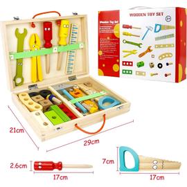 34Pcs Jouets en Bois - Boite a Outil Enfant DIY Jeux de