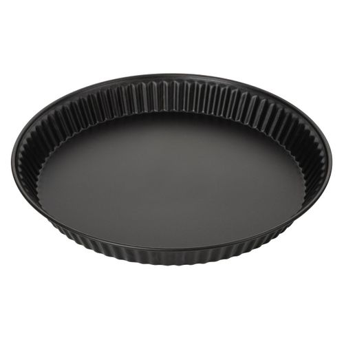 Zenker 7543 Moule À Quiche, Moule À Tarte, Moule Pour Quiche Lorraine, Acier Inoxydable, Noir, 30 X 3,5 Cm