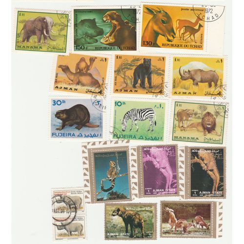 19 Timbres Du Tchad, Des Émirats Arabes Unis Et Afrique Du Sud - Animaux