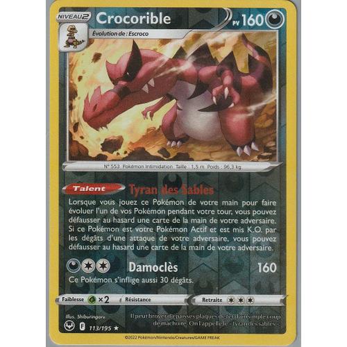 Carte Pokemon - Crocorible - 113/195 - Holo-Reverse - Eb12 Tempete Argentee -